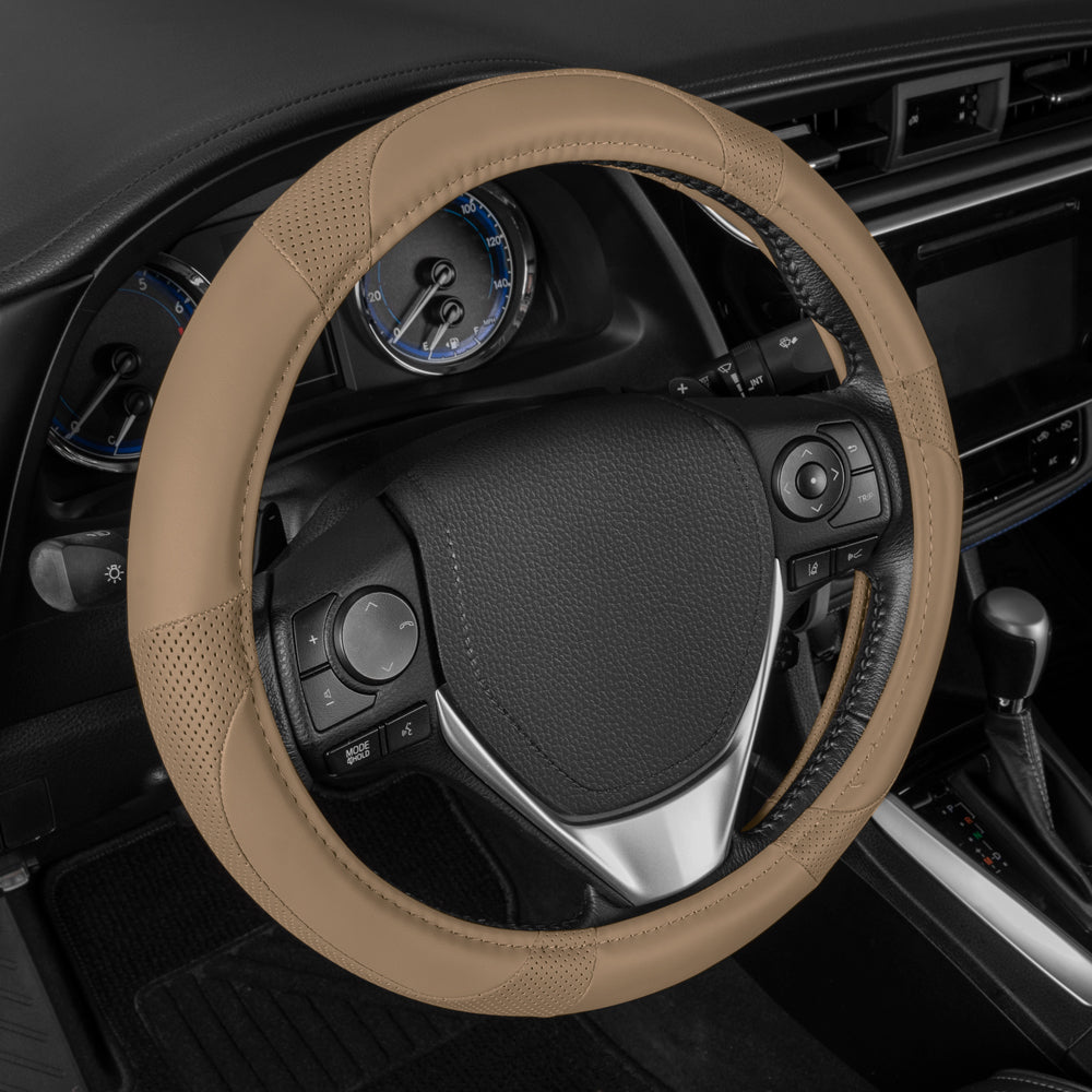 MotorTrend Soft Touch Perforierte Mikrofaser-Lenkradabdeckung (Fits 14.5' - 15.5')