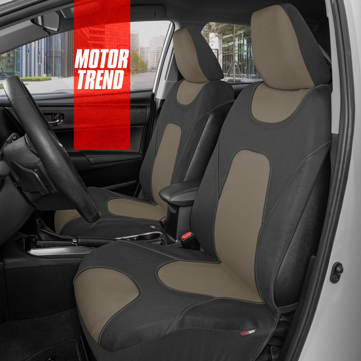MotorTrend 2-Pack AquaShield Wasserdicht Zwei-Tone Neopren-Vordersitzabdeckungen