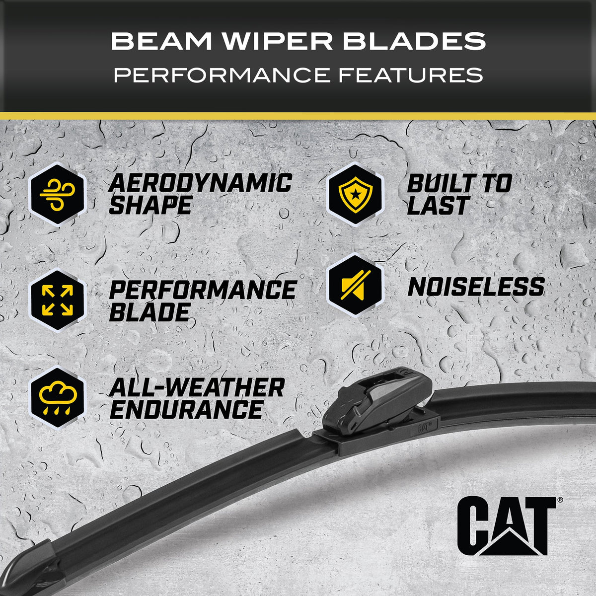 CAT C2.0 Heavy Duty Beam Windschutzscheiben-Wischerblätter für Autos, LKWs, SUVs und Vans - All Seasons, Streak-Free, Silent