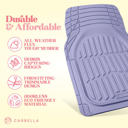 Carbella 3-Piece Front Floor Matts und Rear Floor Matts - Heavy Duty Deep Dish - Lavendel