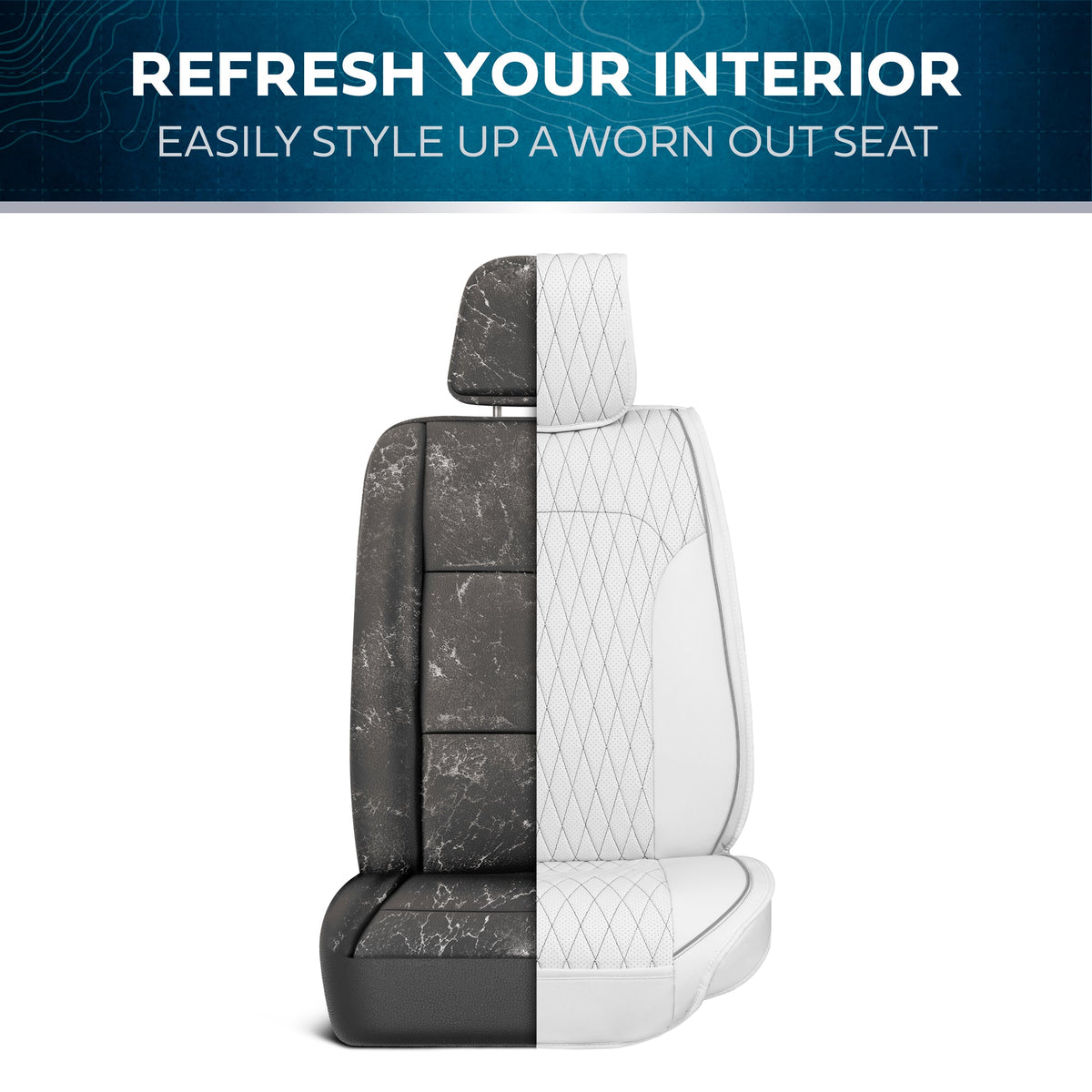 Car Seat Covers - DiamondLux Edition Premium Faux Leather Seat Protectors - Doppelkreuz-Nähte gepolsterte Automobilzubehör für LKW, SUVs, Autos - Front Seat Set