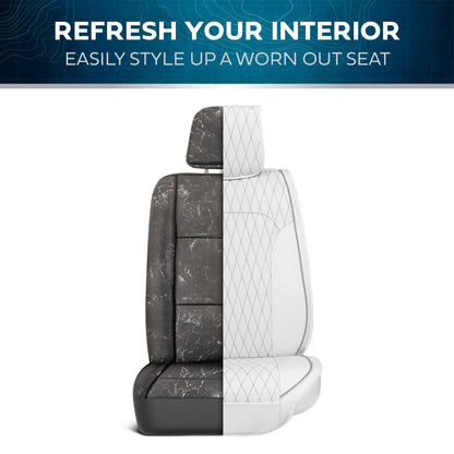 Car Seat Covers - DiamondLux Edition Premium Faux Leather Seat Protectors - Doppelkreuz-Nähte gepolsterte Automobilzubehör für LKW, SUVs, Autos - Front Seat Set