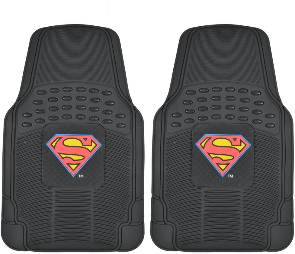 BDK Armored Super Hero Car Floor Matts - Offiziell lizenzierte DC Comics - All Weather Heavy Duty Auto Interieur Liners für Auto Truck Van SUV (Mehrere Stile)
