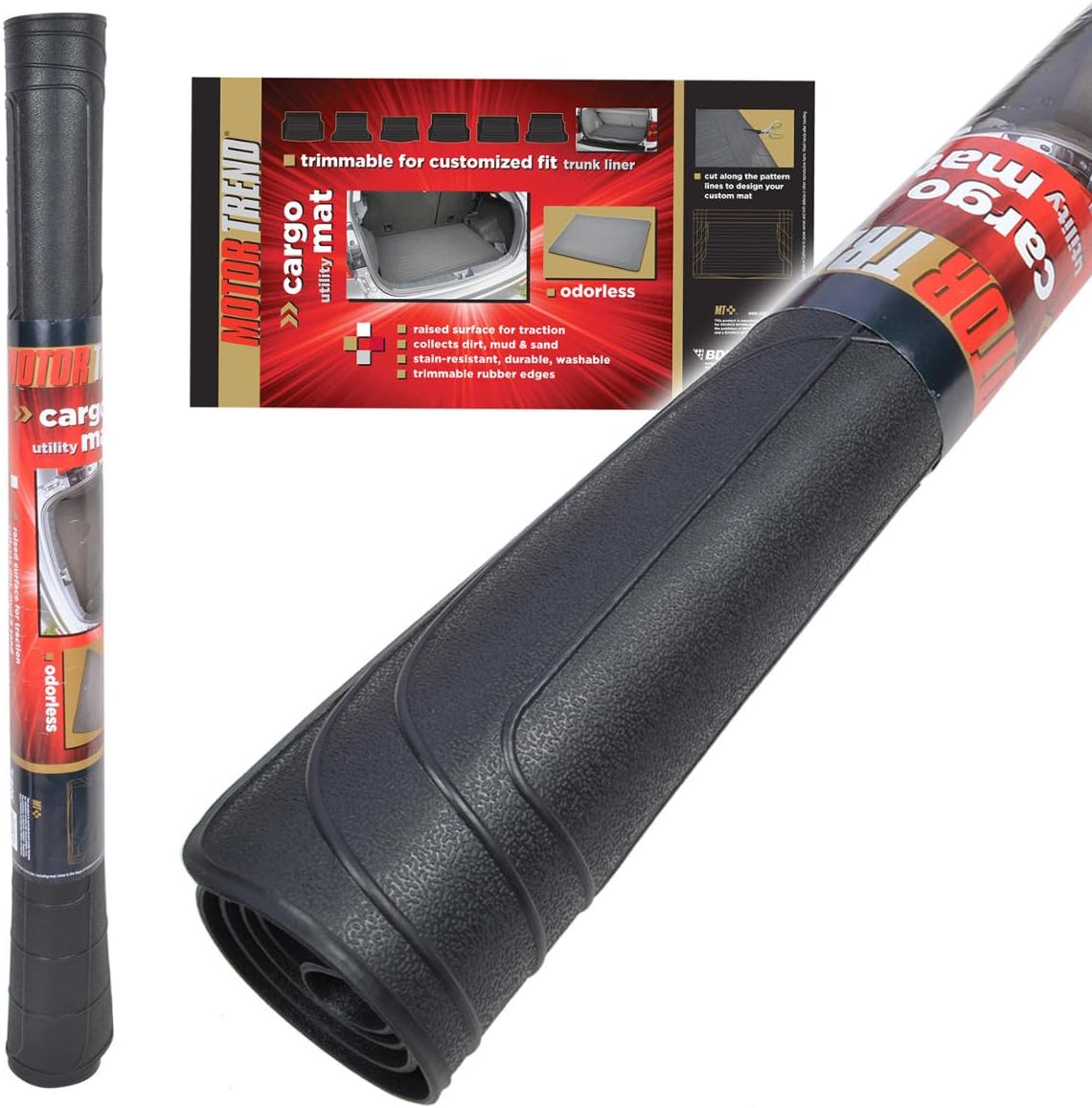 Motor Trend Heavy Duty Utility Cargo Liner Bodenmatten für Auto-Truck-SUV, Universal Trimmable to Fit, Faltbar, Cargo & Trunk All Weather Protection (Mehrere Farben)