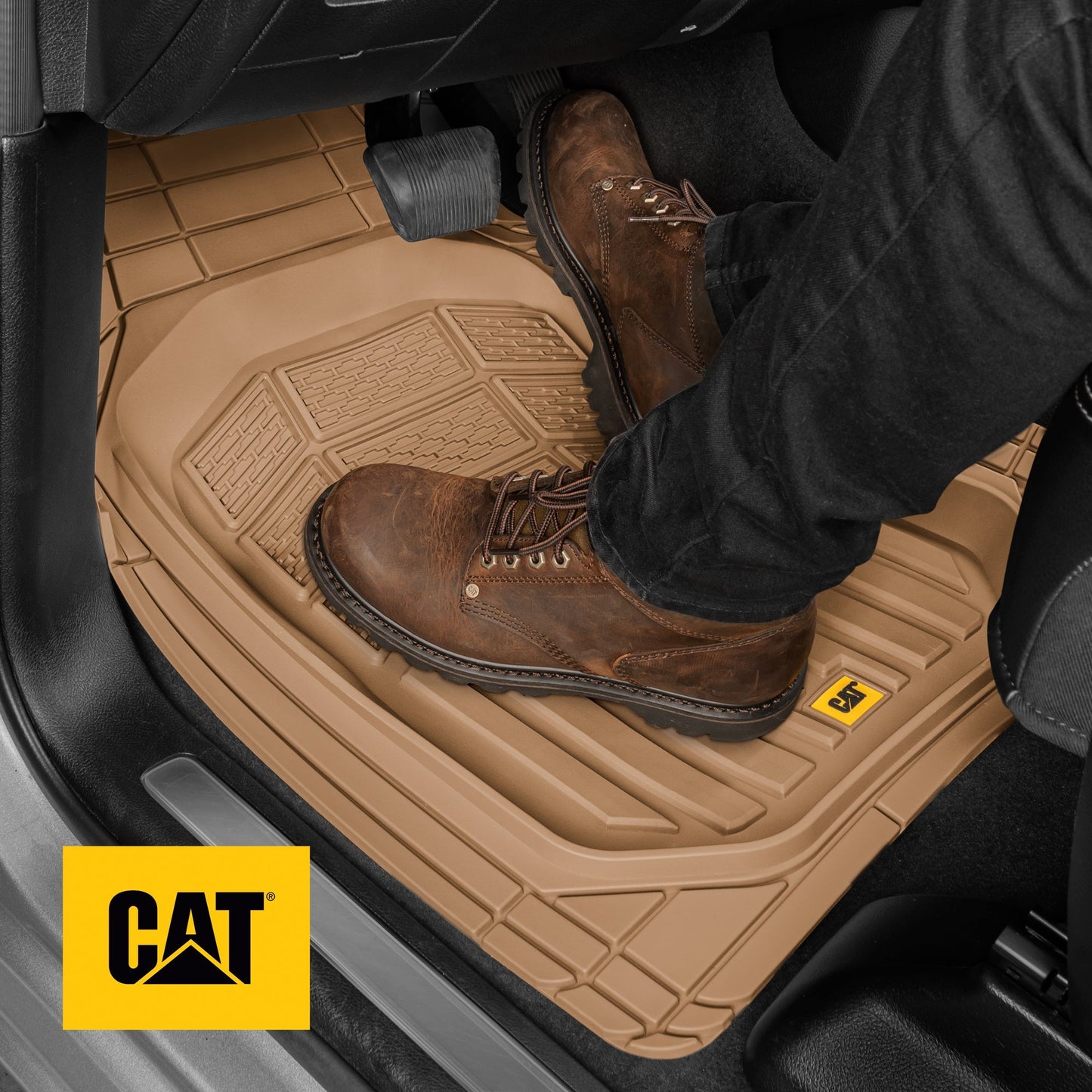 CAT 3-Piece Deep Dish Vorderbodenmatten und Hinterbodenmatten - Heavy Duty, All Weather, Trimm to Fit