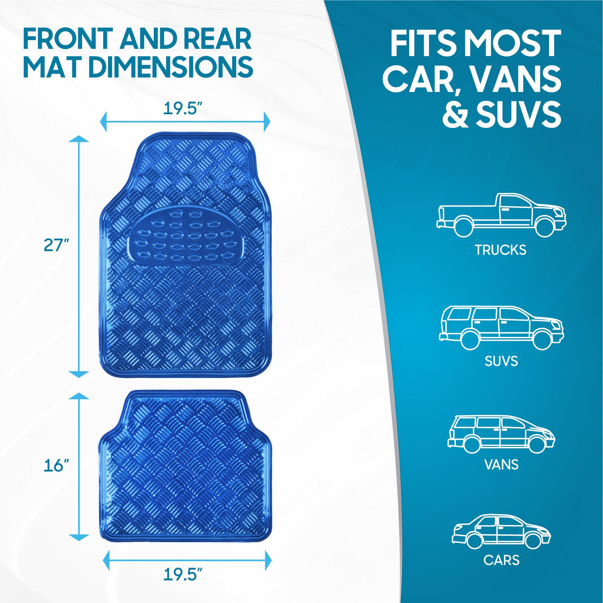 BDK 4-Piece Translucent Centered Cushioned Grip Pad Vorderbodenmatten und Hinterbodenmatten - Heavy Duty, All Weather
