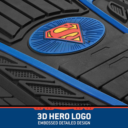 BDK Armored Super Hero Car Floor Matts - Offiziell lizenzierte DC Comics - All Weather Heavy Duty Auto Interieur Liners für Auto Truck Van SUV (Mehrere Stile)