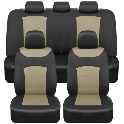 BDK carXS Turismo Car Seat Covers Volles Set, Beige Two-Tone Front Seat Covers mit Split Rear Bench Back Seat Cover, Automotive Seat Covers für LKW SUV Van Auto (Mehrere Farben)