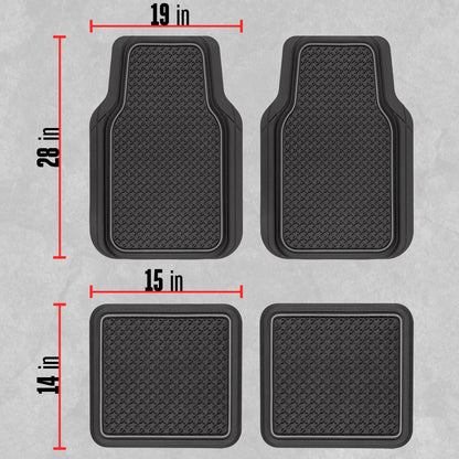 MotorTrend 4-Piece Houndstooth Pattern Vorderbodenmatten und Hinterbodenmatten - Heavy Duty, All Weather, Trimmen, um zu passen