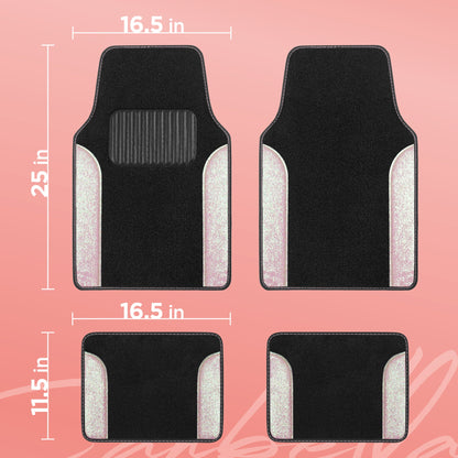 Carbella 4-Piece Sparkle Glitter Vorderbodenmatten und Hinterbodenmatten