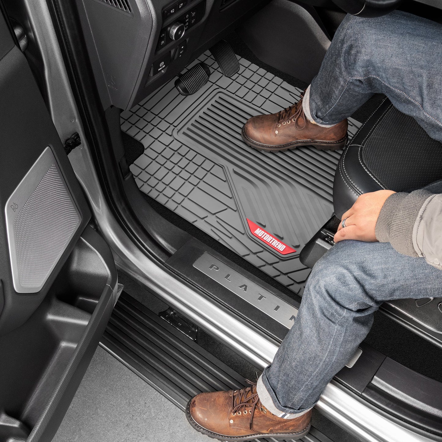 MotorTrend 3-Piece Raised Ridge Multi-Channel Front Floor Matts und Rear Floor Mat - Heavy Duty, All Weather, Trim to Fit