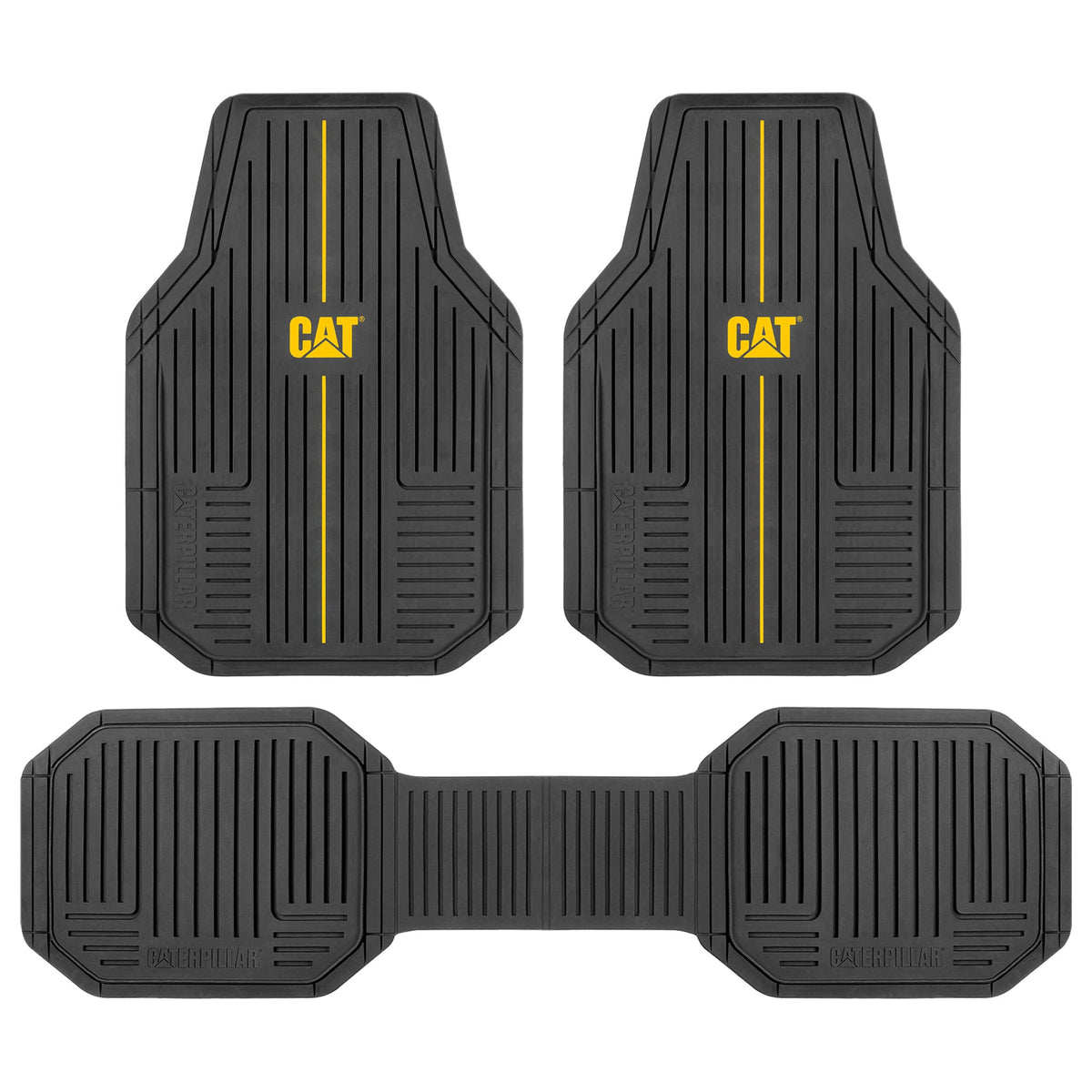 CAT® Heavy-Duty 4 Stück schwarze Fußbodenmatten für Autos, LKW & SUVs - Trim-to-Fit Allwetter-Gummi-Automatten Vollset, wasserdichtes Innenzubehör, Car Rug Protection & Automotive Floor Liners