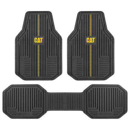 CAT® Heavy-Duty 4 Stück schwarze Fußbodenmatten für Autos, LKW & SUVs - Trim-to-Fit Allwetter-Gummi-Automatten Vollset, wasserdichtes Innenzubehör, Car Rug Protection & Automotive Floor Liners