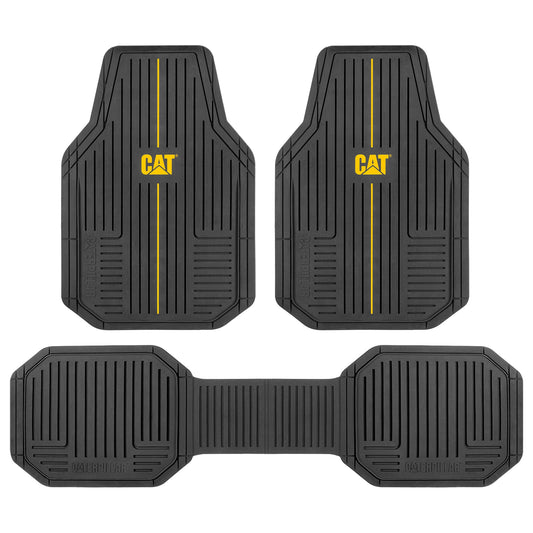 CAT® Heavy-Duty 4 Stück schwarze Fußbodenmatten für Autos, LKW & SUVs - Trim-to-Fit Allwetter-Gummi-Automatten Vollset, wasserdichtes Innenzubehör, Car Rug Protection & Automotive Floor Liners