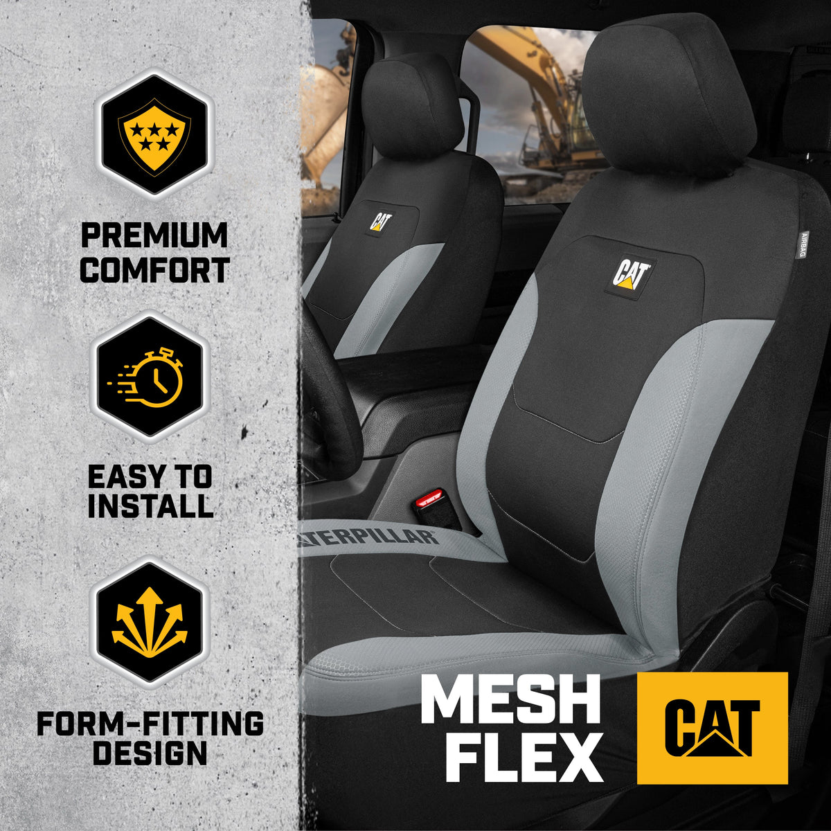 CAT 2-Pack FlexFit Vordersitzbezüge mit Hexagonal Design