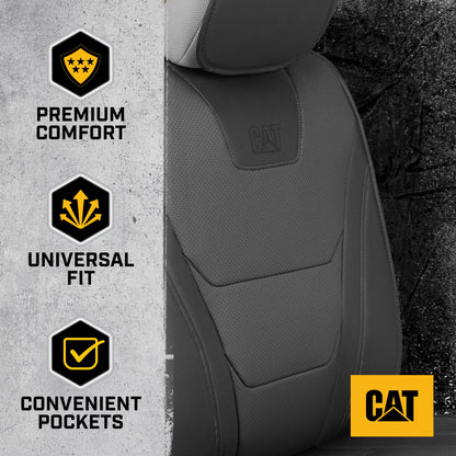 CAT® Edge Deluxe Car Seat Covers für Vordersitze - Premium Zwei-Tone Faux Ledersitz Abdeckungen für Autos mit Universal Fit, Robuste Autositz Abdeckungen für LKW, Innensitz Abdeckungen für SUV