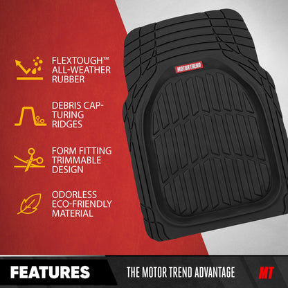MotorTrend 4-Piece 3-Rows FlexTough Deep Dish Vorderbodenmatten, Mittelbodenmatten und Hinterbodenmatte