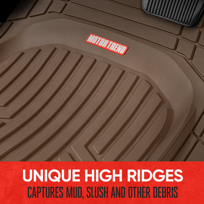 MotorTrend 3-Stück FlexTough Plus Deep Dish Line Rillen Vorderbodenmatten und Hinterbodenmatte - Heavy Duty, All Weather, Trimmen Sie, um zu passen