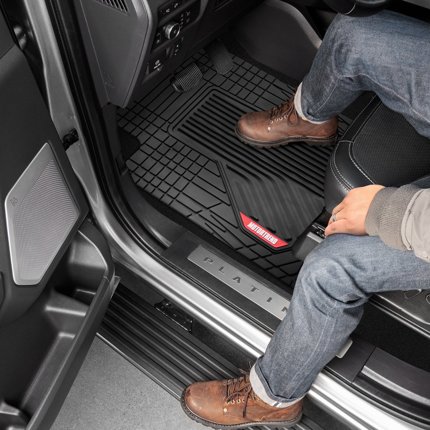 MotorTrend 3-Piece Raised Ridge Multi-Channel Front Floor Matts und Rear Floor Mat - Heavy Duty, All Weather, Trim to Fit