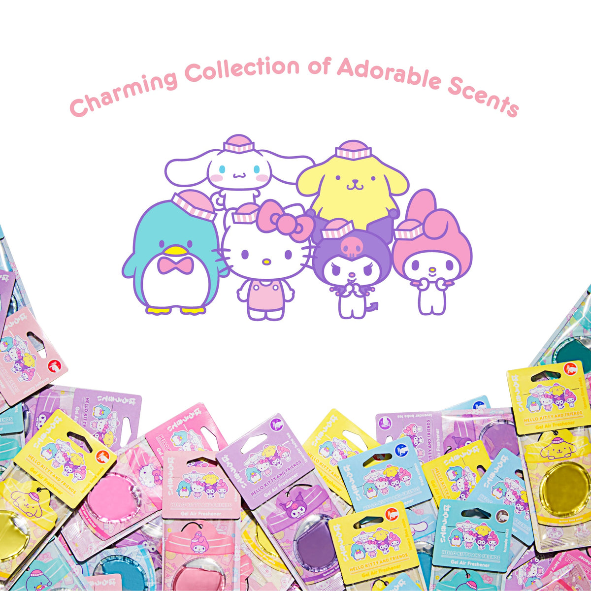 Hello Kitty und Freunde Car Air Freshener (My Melody - Cherry Lollipop) Hanging Gel Area Deodorizer, lang anhaltende Autodüfte Air Freshener, niedliches Automotive Sanrio Zubehör Dekor, 2-Pack