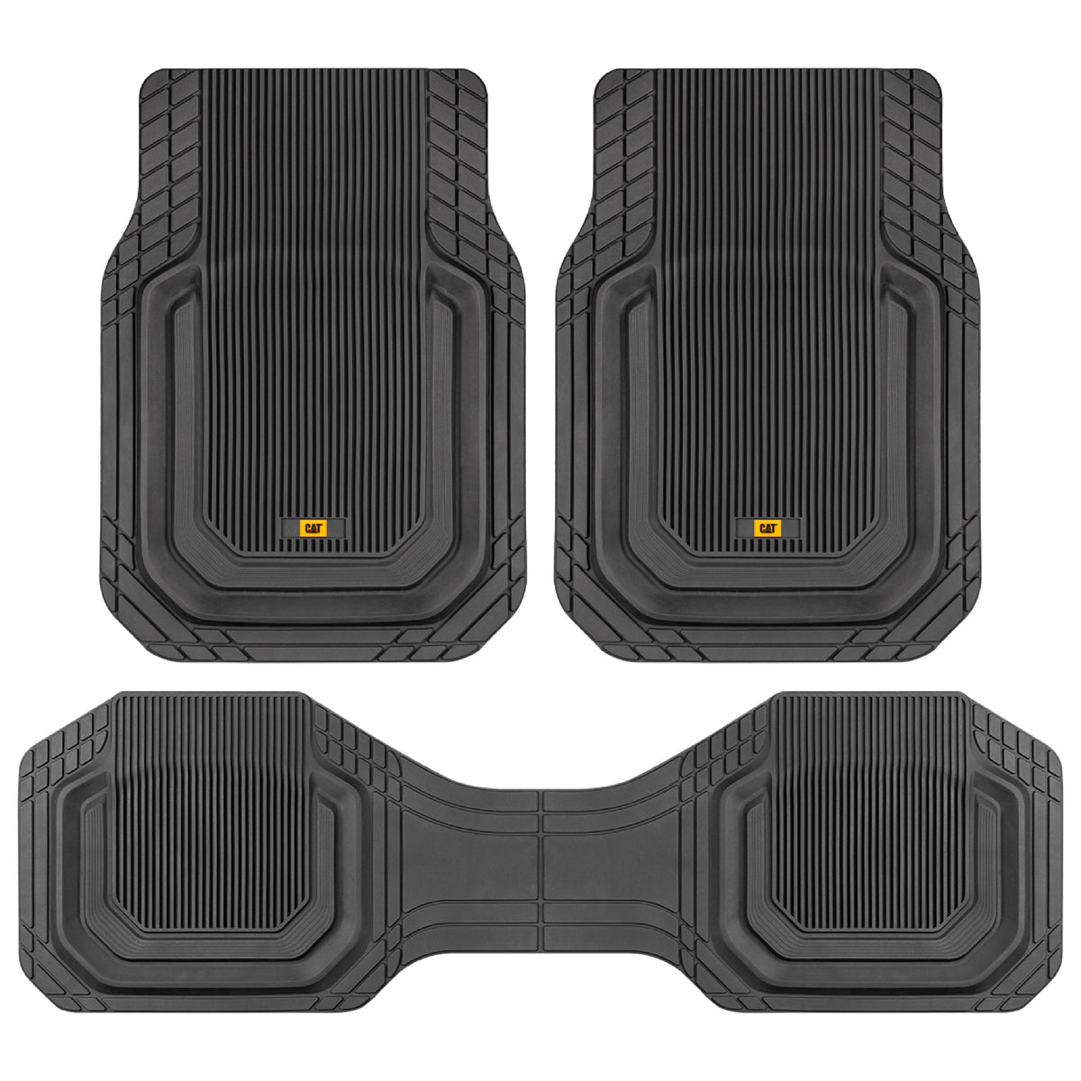 Cat® ToughLinerTM Universal Car Floor Matts für LKW SUV Limousine - Heavy Duty Trim für alle Wetterschutz - Flexible Gummiboden Liners - Front Rear Black Automotive Mats