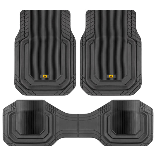 Cat® ToughLinerTM Universal Car Floor Matts für LKW SUV Limousine - Heavy Duty Trim für alle Wetterschutz - Flexible Gummiboden Liners - Front Rear Black Automotive Mats