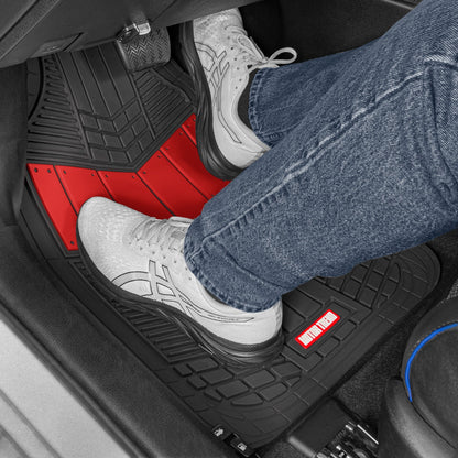 MotorTrend 4-Piece DualFlex Deep Drainage Kanäle Vorderbodenmatten und Hinterbodenmatten - Heavy Duty, All Weather, Trimmen Sie, um zu passen