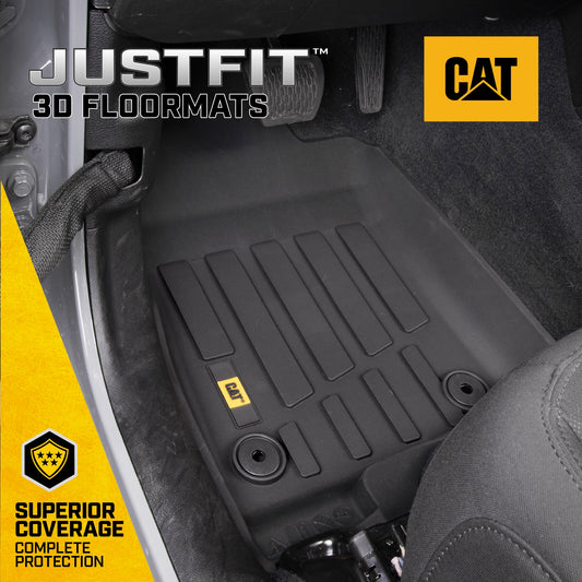 CAT 3-Stück JustFit 3D Bodeneinlagematten für Jeep Wrangler 4WD (2018 - 2026) - All Weather, Heavy Duty, Custom Fit