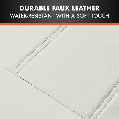 BDK 9-Piece White Leather Car Seat Cover Full Set, Vordersitz- und Hintersitzbank-Abdeckung, Universal Fit Car Seat Covers für PKW SUVs Vans, Komplette Vollabdeckung Schutz für Fahrzeuge