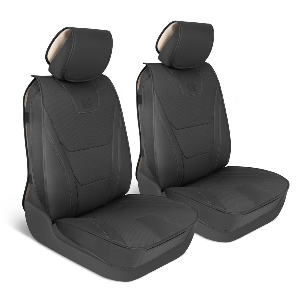 CAT® Edge Deluxe Car Seat Covers für Vordersitze - Premium Zwei-Tone Faux Ledersitz Abdeckungen für Autos mit Universal Fit, Robuste Autositz Abdeckungen für LKW, Innensitz Abdeckungen für SUV