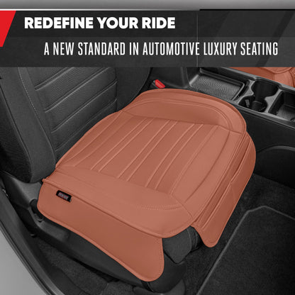 Motor Trend Faux Leder Vordersitz Abdeckung für Autos - Set von 2 Braunen Vordersitz Abdeckungen für SUV & Truck mit Aufbewahrung Taschen - Autositze Abdeckung Protector - Nur für Bodenpolster Abdeckung