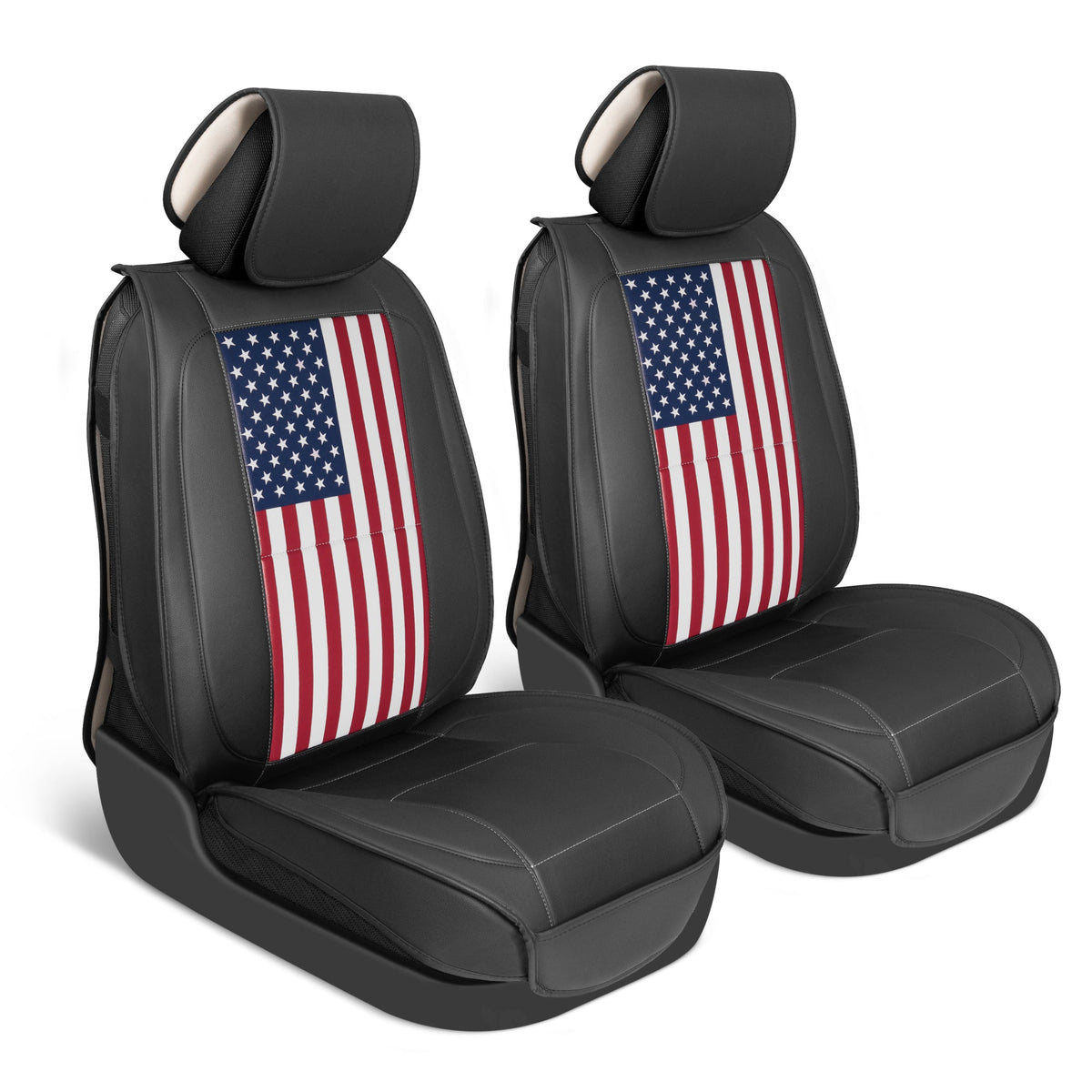 MotorBox American Flag Seat Abdeckungen für LKW, Autos und SUV - Napa Leder US Car Seat Abdeckungen American Flag Truck Zubehör - Car Seat Abdeckung Patriotic American Flag Car Zubehör Autositz Protektor