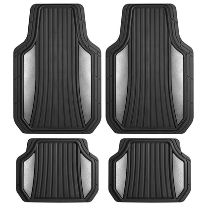 MotorTrend 4-Piece Shield Zwei-Tone Gloss Vorderbodenmatten und Hinterbodenmatten - Heavy Duty, All Weather, Trimmen Sie, um zu passen