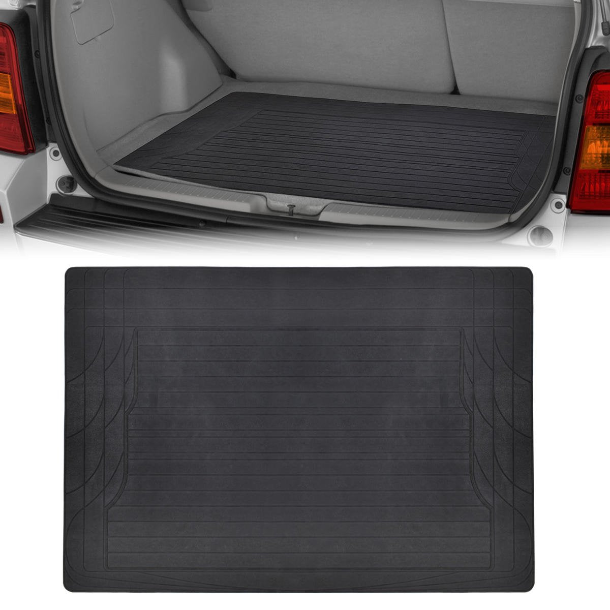 BDK 5-Piece Cushioned Grip Pad Vorderbodenmatten, hintere Bodenmatten und Cargo Liner - Heavy Duty, All Weather, Trimmen Sie, um zu passen