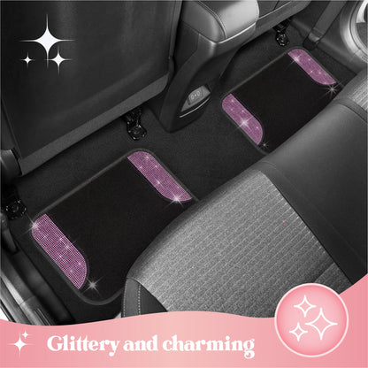 Carbella 4-Piece Diamond Bling Vorderbodenmatten und Hinterbodenmatten - Light Pink