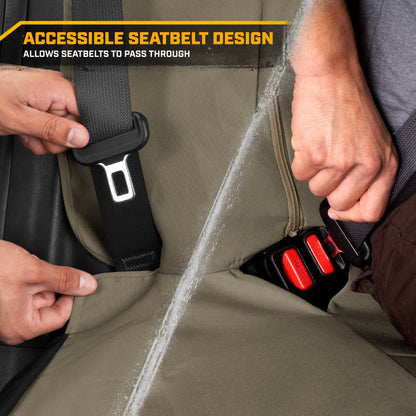 CAT Beige Rücksitz Abdeckung für LKW, Autos & SUVs – Heavy-Duty Oxford Canvas – 60/40 Split Bench Protector – Langlebige Rücksitz Abdeckung für Arbeits-Trucks, Haustiere, Reisen – Car & Truck Interior Accessory