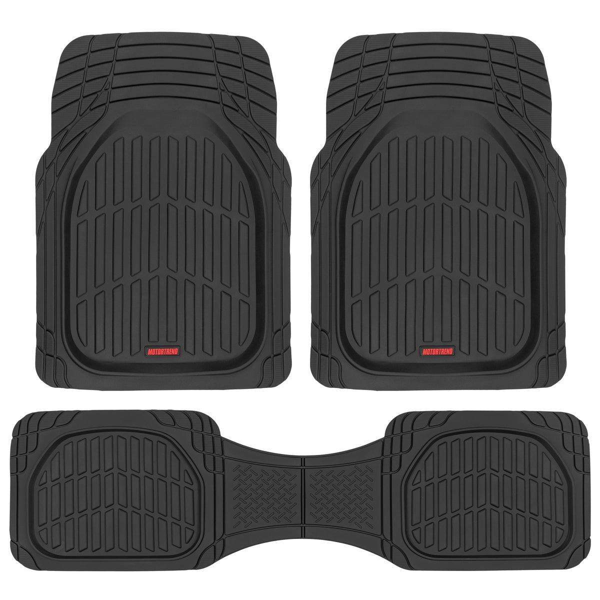 MotorTrend 3-Piece FlexTough Deep Dish Vorderbodenmatten und Hinterbodenmatte - Heavy Duty, All Weather, Trimmen Sie, um zu passen