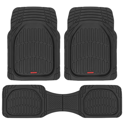 MotorTrend 3-Piece FlexTough Deep Dish Vorderbodenmatten und Hinterbodenmatte - Heavy Duty, All Weather, Trimmen Sie, um zu passen