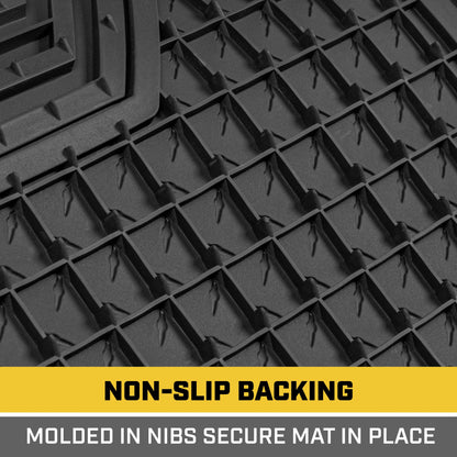 CAT 4-Stück Zwei-Tone Metallic-Look Front Floor Matts und Hintere Bodenmatten - Heavy Duty, All Weather, Trimm to Fit