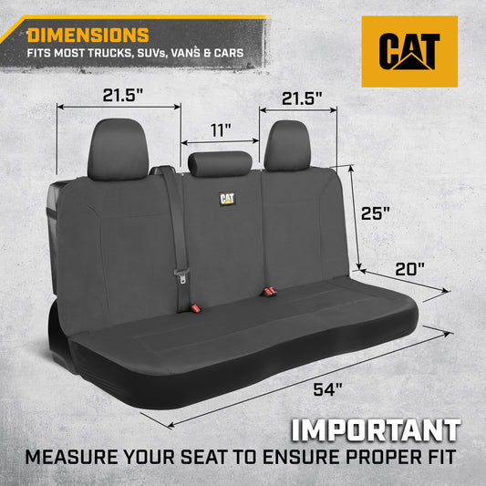 CAT Grauer Rücksitzbezug für LKW, Autos & SUVs - Heavy-Duty Oxford Canvas - 60/40 Split Bench Protector - Langlebiger Rücksitzbezug für Arbeitsfahrzeuge, Haustiere, Reisen - Car & Truck Interior Accessory