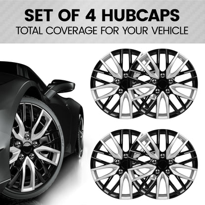 BDK 4-Pack Premium Zwei-Tone 16' Universal Fit Hubcap Abdeckungen für Räder und Felgen (Multi-Speichen) - Ersatz, Snap On, OEM-Stil