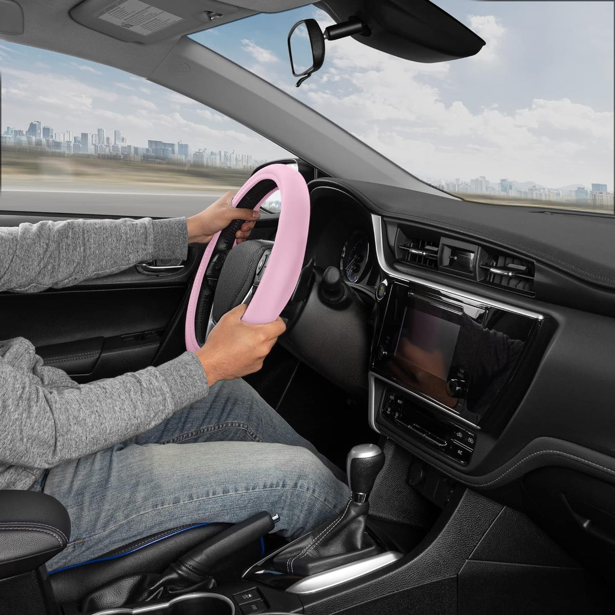BDK Ultra Soft Blue Steering Wheel Cover für Frauen, Standard 15 Zoll Größe, niedlich Comfy Grip Faux Leder Auto Lenkrad Abdeckung für LKW Van SUV Auto (Mehrere Farben)