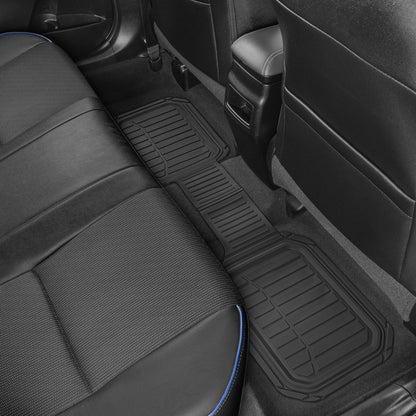 MotorTrend 3-Stück FlexTough Defender Vorderbodenmatten und Hinterbodenmatte - Heavy Duty, All Weather, Trimmen Sie, um zu passen