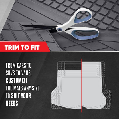 MotorTrend FlexTough Square Groove Trunk / Cargo Liner Mat - Heavy Duty, All Weather, Trim to Fit (54' x 37')