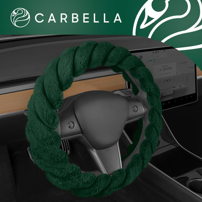 Carbella Twisted Plüsch Pelz Lenkrad Abdeckung (Fits 14.5' - 15.5')