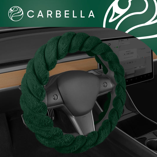 Carbella Twisted Plüsch Pelz Lenkrad Abdeckung (Fits 14.5' - 15.5')