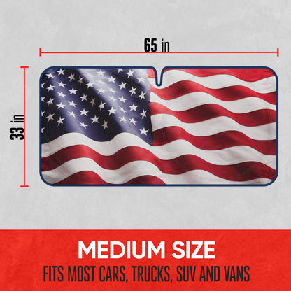 MotorTrend USA Amerikanische Flagge Front Windschutzscheibe Sonnenschirm - Medium (65' x 33')