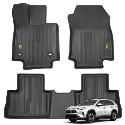 CAT® JustFitTM 3D-maßgeschneiderte Fußbodenmatten für Toyota RAV4 2019 2020 2022 2023 2024 - Heavy Duty Floor Liner Protection Laser gemessen, Toyota RAV4 Zubehör, Car Liner