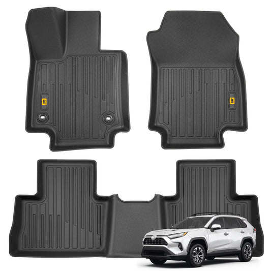 CAT® JustFitTM 3D-maßgeschneiderte Fußbodenmatten für Toyota RAV4 2019 2020 2022 2023 2024 - Heavy Duty Floor Liner Protection Laser gemessen, Toyota RAV4 Zubehör, Car Liner