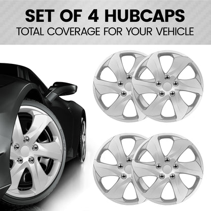 BDK 4-Pack Premium 16' Universal Fit Hubcap Abdeckungen für Räder und Felgen (6 Speichen) - Ersatz, Snap On, OEM Style